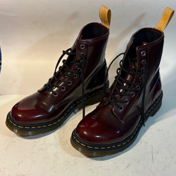 Burgandy Red Doc Dr. Martens Boots Lace Up Authentic Cordova Size 9 Dark - Picture 2 of 3
